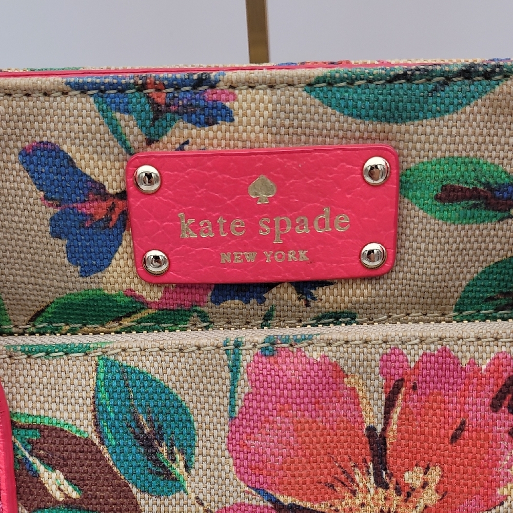 Kate Spade Floral Burlap Tote - Neon Pink and Multicolor - Picture 2 of 6